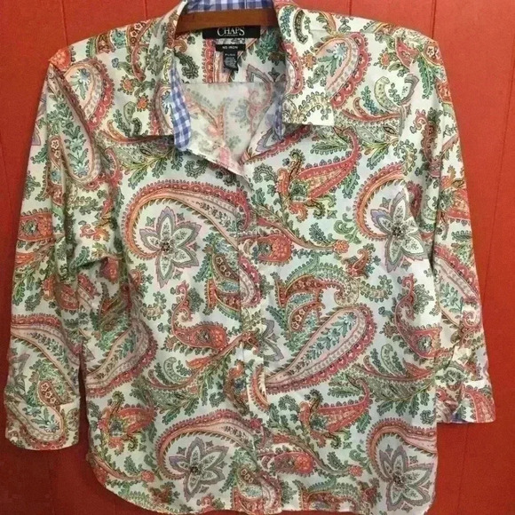Like new Chaps Petite paisley button down shirt - Picture 1 of 5